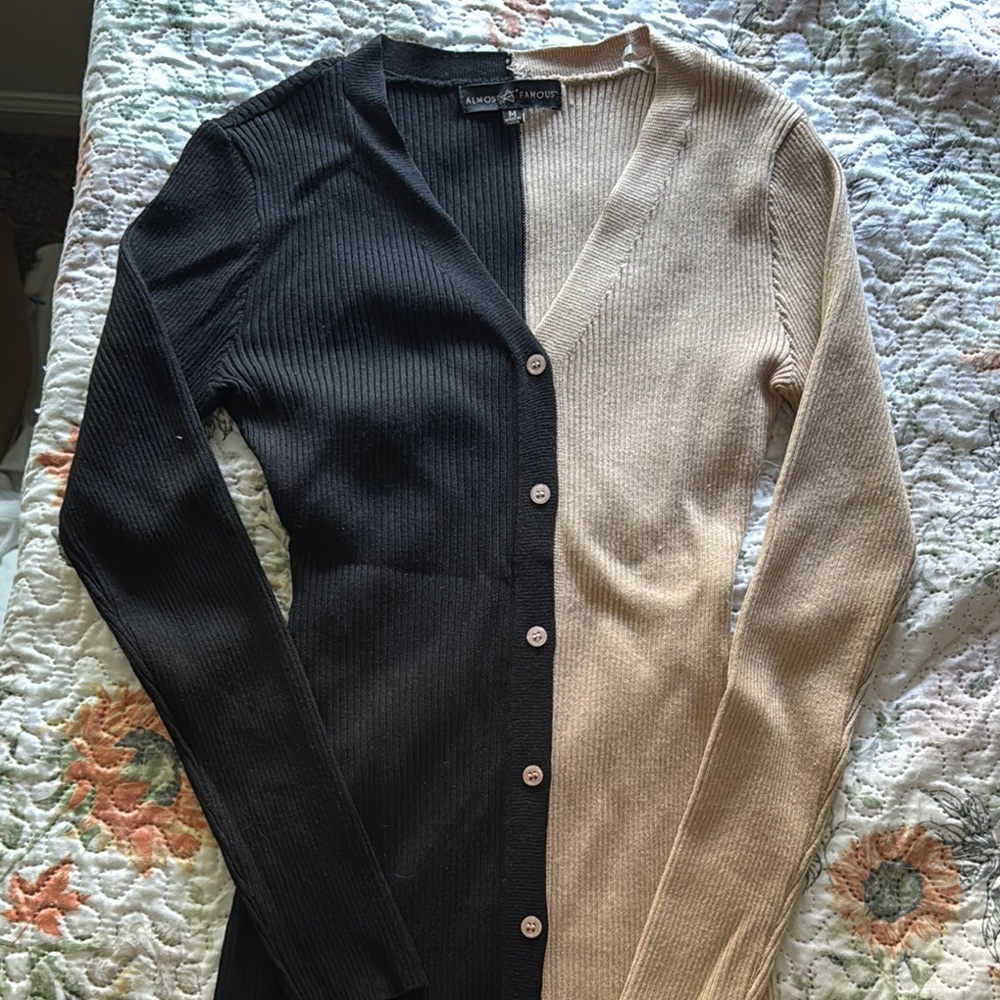 Black and Tan Cardigan Sweater